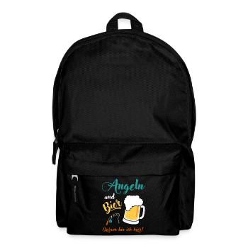 Angeln und Bier darum bin ich hier Angler Geschenk - Rucksack - Schwarz - Vorne