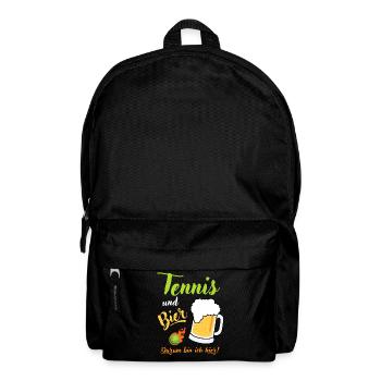 Tennis und Bier Tennisspieler Tennismatch Geschenk - Rucksack - Schwarz - Vorne