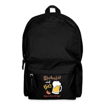 Bratwurst Bier Geschenkidee Grillen Bierkrug Spaß - Rucksack - Schwarz - Vorne