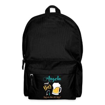 Angeln Bier Angler Fischer Spruch Geschenkidee - Rucksack - Schwarz - Vorne