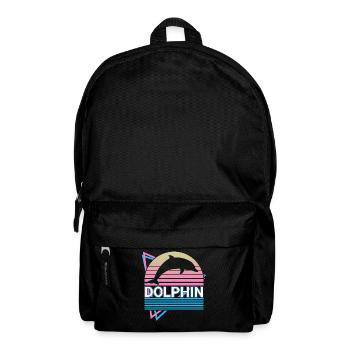 Delphin Retro Geschenk - Rucksack - Schwarz - Vorne