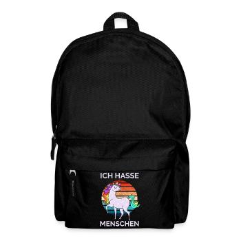 Ich hasse Menschen Einhorn Retro - Rucksack - Schwarz - Vorne
