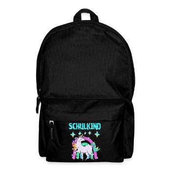 Schulkind Glitzer Einhorn mit Regenbogen - Rucksack - Schwarz - Vorne
