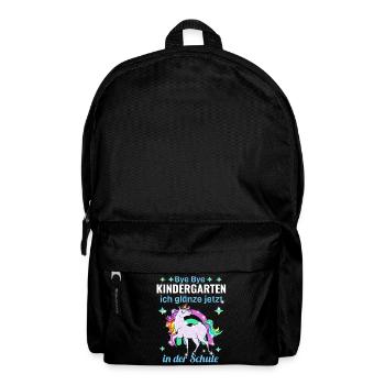 Bye Bye Kindergarten Glitzer Einhorn Einschulung - Rucksack - Schwarz - Vorne