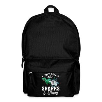 Great White Shark Dinosaur Ich mag Haie & Dinos - Rucksack - Schwarz - Vorne