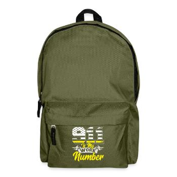 Is My Work Number Police Dispatcher Thin Yellow - Backpack - olive green - Front