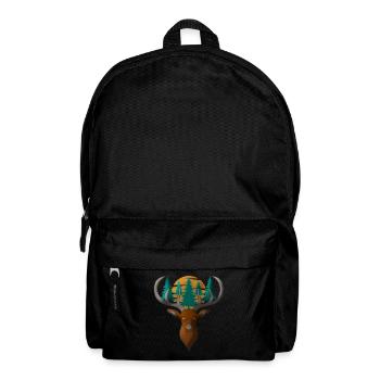 Deer head motif with forest and full moon - Backpack - black - Front