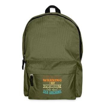 Warning: I can talk spontaneously about sea urchins - Backpack - olive green - Front
