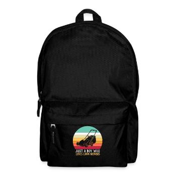Only a boy The lawn mower loves lawn mowing grass - Backpack - black - Front