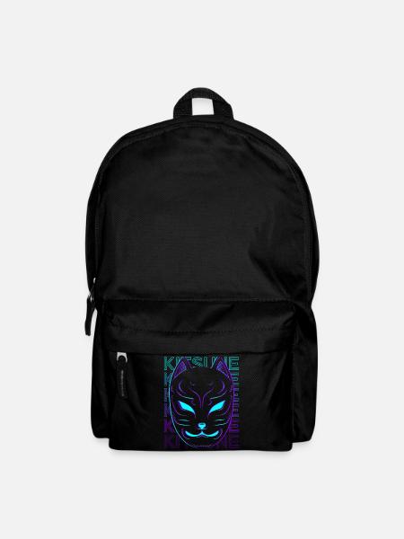 Kitsune Maske Fuchs Maske Japanische Maske Retro - Rucksack - Schwarz