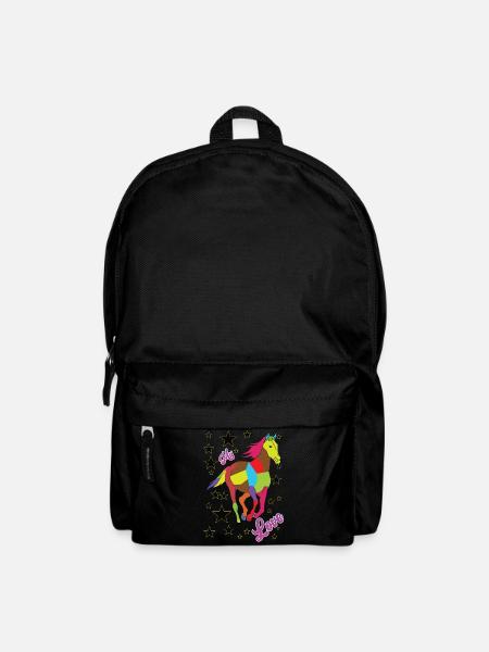 Regenbogen Pferd - Rucksack - Schwarz