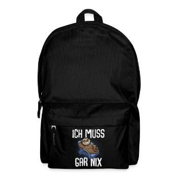 Ich Muss Gar Nix Faultier - Rucksack - Schwarz - Vorne
