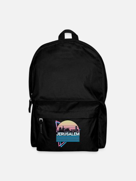 Jerusalem Stadt Skyline Stadtbild Retro - Rucksack - Schwarz