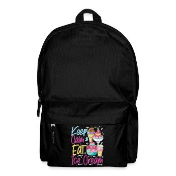 Cornet de crème glacée Restez calme et mangez de la glace - Sac à dos - noir - Devant