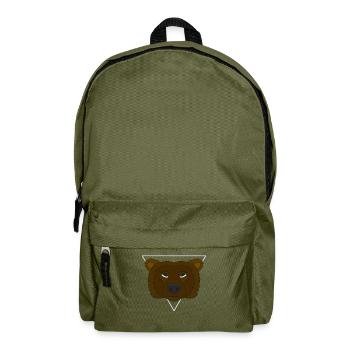Grizzly Bear Motif Portrait with Bear - Backpack - olive green - Front