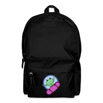 Frosch als Skater mit Skateboard - Rucksack - Schwarz - Vorne