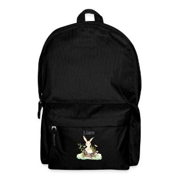 Forest Animal Deer Hare Hedgehog Flowers Name Liam - Backpack - black - Front