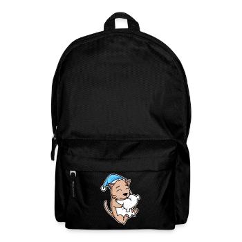 Cat with sleeping cap and pillow - Backpack - black - Front