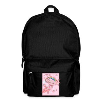Kawaii Axolotl Strawberry Milk - Backpack - black - Front