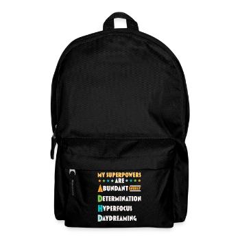 Meine Superkräfte sind ADHS Anders denken - Rucksack - Schwarz - Vorne