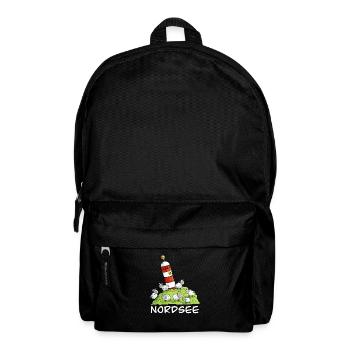 Nordsee Leuchtturm Und Schafe Auf Der Nordseeinsel - Rucksack - Schwarz - Vorne