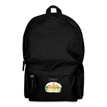 Forêt Animaux Cerf Fleurs Nom Emma - Sac à dos - noir - Devant