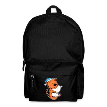 Tiger with pillow and sleeping cap - Backpack - black - Front