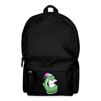 Schlange mit Kissen und Schlafmütze - Rucksack - Schwarz - Vorne