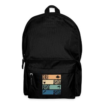 Hier Fisch Fisch Jagd Cool Fischer Retro - Rucksack - Schwarz - Vorne