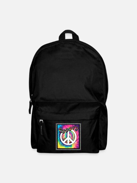 Hippie Peace Groovy Flowerpower Boho Woodstock - Rucksack - Schwarz