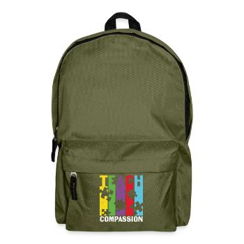 Lehren Sie Mitgefühl Mitgefühl Zitate - Rucksack - Olivgrün - Vorne