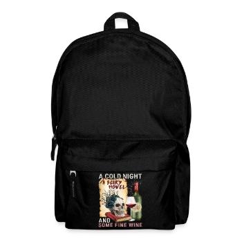 Bookworm Books Book, Red Wine Saying - Backpack - black - Front
