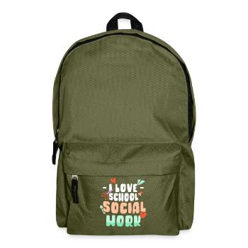 J’aime le travail social scolaire travailleurs sociaux de l’école - Sac à dos - vert olive - Devant