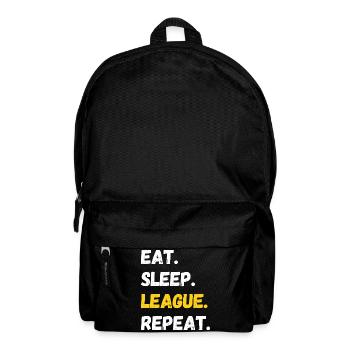 Eat Sleep League Repeat Zocken Gamer Spruch - Rucksack - Schwarz - Vorne
