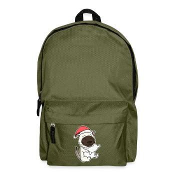 Burmese Cat Christmas Sleeping Tired - Backpack - olive green - Front