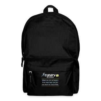 Rungry Definition Funny Runner Marathon Quote - Backpack - black - Front