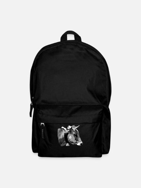 Graues Rind Tierkopf Motiv Aufdruck mit Stier - Rucksack - Schwarz