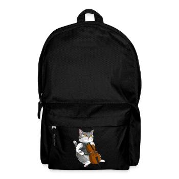 Cat Plays Cello Violin Musical Instrument - Backpack - black - Front