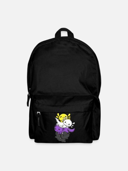Nichtbinärer Stolz Kawaii Axolotl Haufen Nichtbinä - Rucksack - Schwarz