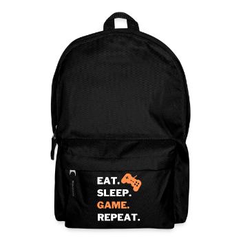 eat sleep game repeat gamer Tshirt - Rucksack - Schwarz - Vorne