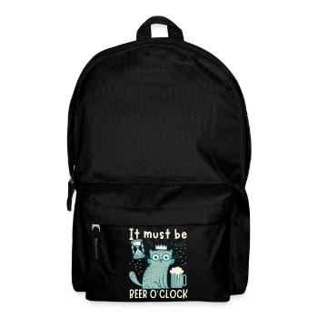 Cat drinks beer, funny saying with beer mug - Backpack - black - Front