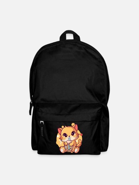 Anime Kawaii Katze Trinkt Boba Tea bubble Tea - Rucksack - Schwarz