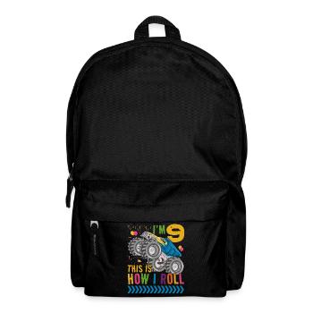 Ich Bin 9 Es Ist, Wie Ich Rollen | Monster Truck - Rucksack - Schwarz - Vorne