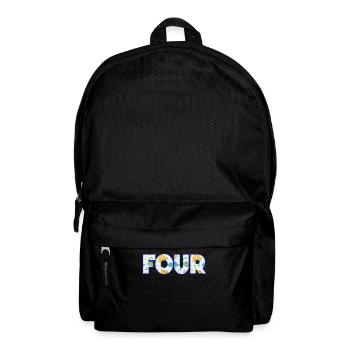 Four Years Colorful Dinosaur Flock 4th Birthday - Backpack - black - Front