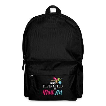 Leicht Ablenkbar Durch Nail Art Nail Tech - Rucksack - Schwarz - Vorne