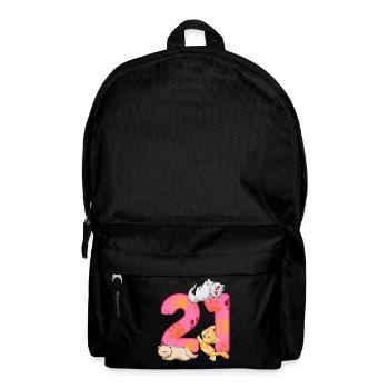 Chaton 21e anniversaire | Chemise d’anniversaire de chat - Sac à dos - noir - Devant