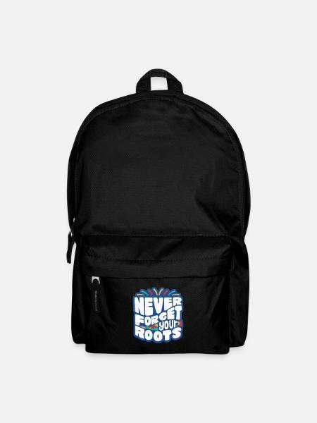 Never Forget Your Roots – Farbige Typo - Rucksack - Schwarz