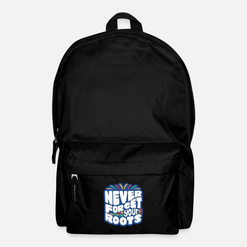 Never Forget Your Roots – Farbige Typo - Rucksack - Schwarz
