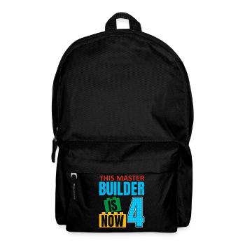 This Master Builder is now 4, Toy Blocks - Backpack - black - Front