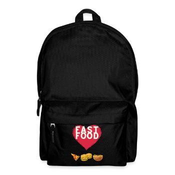 Fast Food Love Liebe Burger Pizza Döner Pommes - Rucksack - Schwarz - Vorne